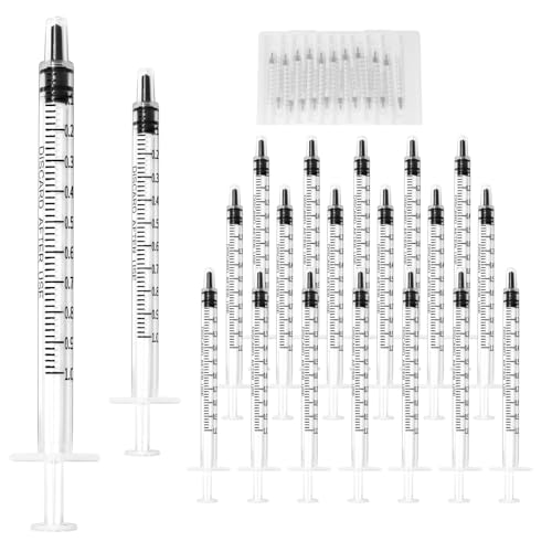 60 Pack 1ml Syringe for Liquid, 1cc Plastic Small Syringes for Scientific Labs, Measuring Liquids, Feeding Pets, Medical Student, Oil or Glue Applicator, Non-Sterile, No Needle - size: 1ml Syringes-20pcs (Pack of 3)