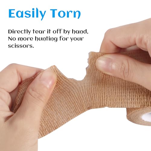 36 Rolls Elastic Self Adhesive Bandage Wrap 2 Inch, Breathable Non Woven Cohesive Bandage, Vet Wrap for Dogs, Ankle Sprains Swelling Medical First Aid Tape, Sports Athletic Tape Brown - color: 2 Inch-36 Count Brown