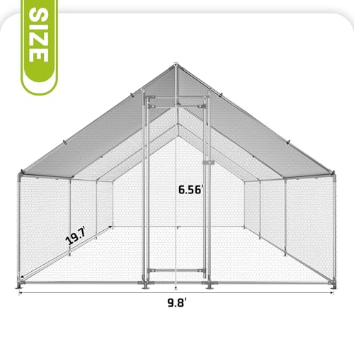 HEYTOWN Large Metal Chicken Coop Chicken Pen with Water-Resident and Anti-UV Cover Walk-in Poultry Cage Chicken Runs for Yard with Cover Duck Rabbit Dog House Outdoor - size: 19.7"L x 9.8"W x 6.5"H