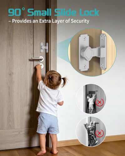 90 Degree Barn Door Latch with Thickened Spacer for Barn, Cabinet | Flip sliding door lock, security gate latches, aluminum alloy, for bathroom, screen, fence, sliding door - color: Silver