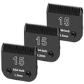 3 Pack 15# Detachable Dog Grooming Steel Blades,Compatible with Andis,Oster A5,Wahl KM-10 Series,Cut Length 3/64" 1.2MM （Black） - size: 15-1.2mm 3 Pack