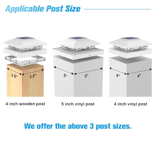 VOLISUN 4x4 Solar Post Cap Lights, 8 Pack White Waterproof Fence Lights | Waterproof solar lights fit wooden & vinyl 4x4 posts, warm white illumination for garden, patio and porch outdoor decor - color: White, size: 8 Pack