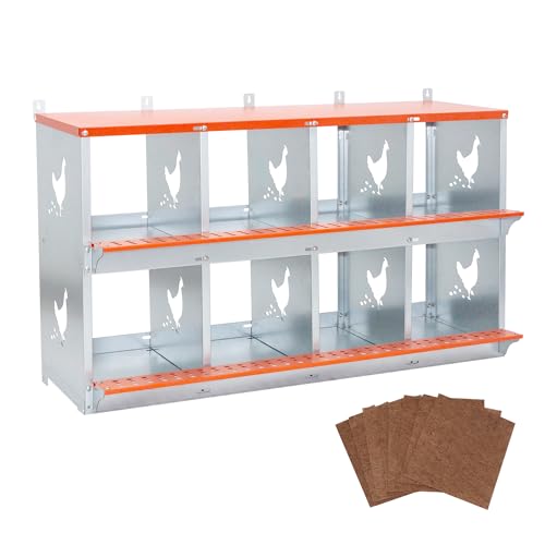 8 Compartment Galvanized Steel Nesting Box Wall Mount | Galvanized Steel Rustproof & Weather Resistant|Vented Design Keeps Interior Dry & Odor Free|Tool-Free Assembly - size: 42.5"L x 17.0"W x 25.0"H