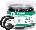OURU 20pcs 3/4 Inch Stainless Steel Cable Clamps,Rubber Coated Cushioned Insulated Cable Clamp,Automotive Cable Wire Clamps,Pipe Clamps,Metal Clamp for Tube,Lines,Wire Cord Installation(Black,19mm) | 304 Stainless Steel, Anti-Vibration, Rust Resistant, Se
