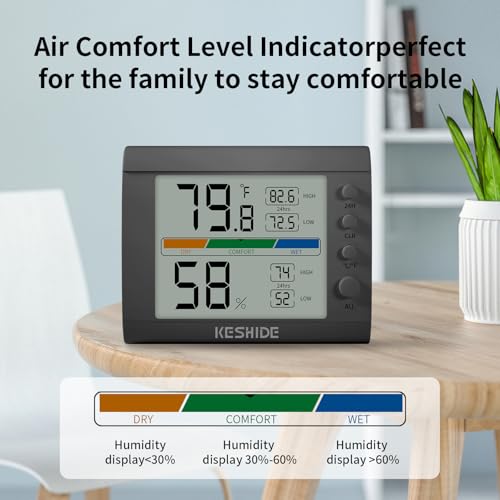 Hygrometer Thermometer Gauge Mini Digital, Monitor Indoor Outdoor Humidity Meter Temperature for Humidifiers Dehumidifiers Greenhouse Reptile Humidor - color: Black