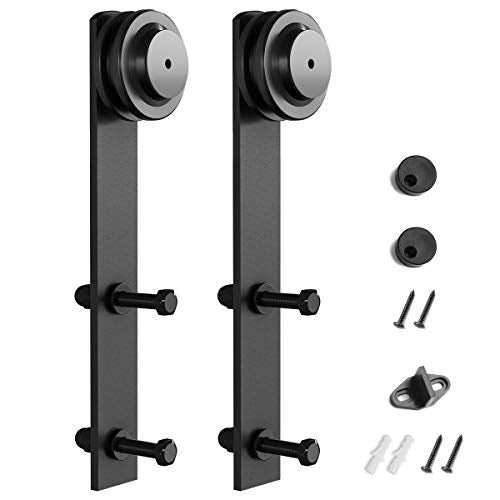 SMARTSTANDARD Sliding Barn Door Hardware Hangers 2pcs (Black) (I Shape Hangers) - style: I