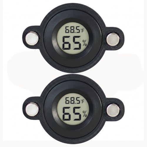 2 Pcs Magnetic Reptile Thermometer and Humidity Gauge Temperature and Humidity Monitor for Jumping Spider and Reptile Tank Mini Digital Hygrometer(Round) - color: Round