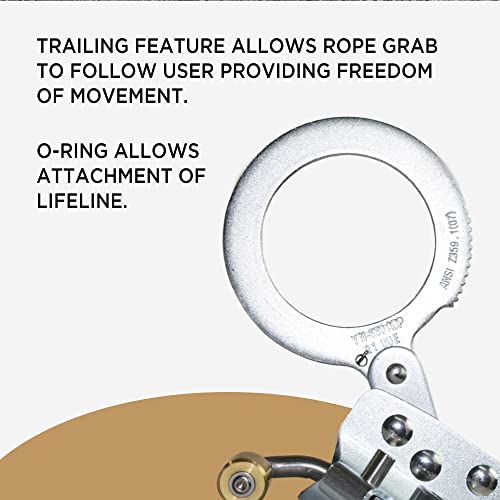 AFP Self-Locking Rope Grab with 2.25 inch Connecting Eye, Used with 5/8’’ Lifeline Rope, for Construction, Climbing, Fall-Protection, 310 lb. Capacity (OSHA/ANSI Compliant) Silver - color: Silver