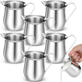 Honeydak 6 Pcs Stainless Steel Bell Creamers Pitcher Mini Cup Container Espresso Shot Frothing for Serving Milk Coffee Cream for Restaurant Cafes Home (8 oz) - size: 8 oz