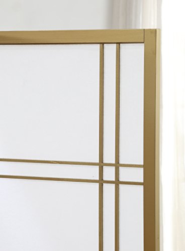Roundhill Furniture Seto 4-Panel 4 Golden Room Divider Screen, Gold - color: Gold