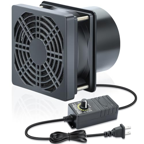 Wathai 80mm 12V DC Axial Exhaust Fan Small Fume Extractor with AC Plug | Dual Ball Bearing Fan with Variable Speed Controller for Soldering, 3D Printer Enclosure, Ventilation, DIY Cooling - style: 80x25mm 1 duct
