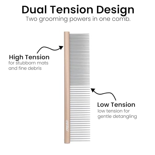 Fresh Ultra Half & Half Metal Pet Comb, Oval Aluminum Handle, Metal Grooming Comb for Dogs, 7.5" - style: Ultra Half & Half