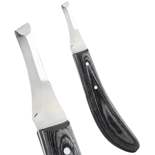 – Premium Double Side Hoof Knife with Black Handle | Dual-Edge Stainless Steel Blade | Professional Farrier Hoof Trimming Knife for Horses & Equine Hoof Care