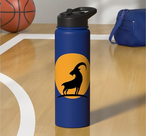Sunset Wild Goat Capricorn Lover Gift Adult Men Women Kids Stainless Steel Insulated Water Bottle - color: Royal Blue