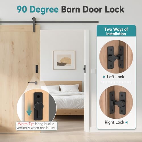 90° Heavy Duty Zinc Alloy Barn Door Lock Black 1 Pack | Security Sliding Door Latch for Barn, Garden, Bathroom, Fence, Shed，With Screws & Washers - color: Rectangular Black-1 Pc