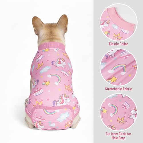 cyeollo Recovery Suit for Dogs Surgery Spay Neuter Dog Onesie, Unicorn, XS | Spay & Neuter Body Suit, Prevents Licking Dog Surgical Suit, E-Collar Cone Alternative, Protects Wounds, Easy Potty Access - color: 2# Unicorn, size: X-Small (Back: 9"-11")