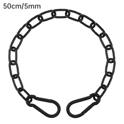 20 inch Gate Chain Lock with Both-Ended M8 Carabiners,Chain Dia 5 mm,Black | 304 Stainless steel, for outdoor fence gates,pet cages, easy to lock/unlock, extra security, for gate that wouldn’t stay shut - size: 20" x 13/64"