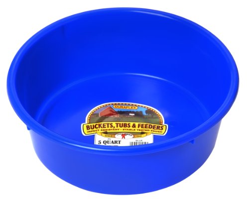 Little Giant® Plastic Utility Pan | Feed Pan | Durable & Versatile Livestock Feeding Bucket | Made in USA | 5 Quart | Blue - color: Blue, size: 5 Quart