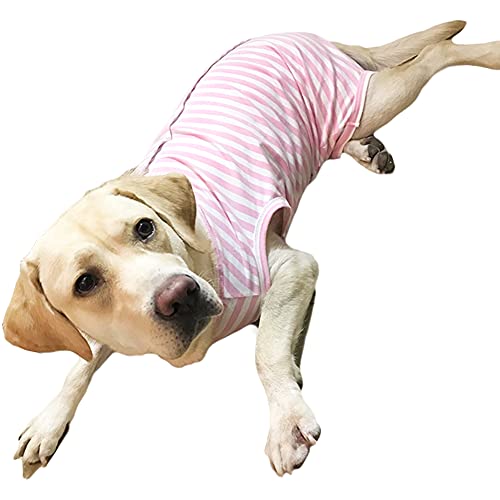 Dog’s Recovery Suit Post Surgery Shirt for Female Male Dog, E-Collar Alternative Wound Protective Clothes (Pink White stripe-3xl) - color: pink white stripe, size: 3xl