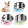 kathson Crate Dog Bowl, Removable Stainless Steel Hanging Pet Cage Bowl Food & Water Feeder Coop Cup for Cat, Puppy, Birds, Rats, Guinea Pigs (3 PCS, Size: L, Blue, Green, Pink) - color: Size: L (Blue, Green, Pink), size: 3 PCS