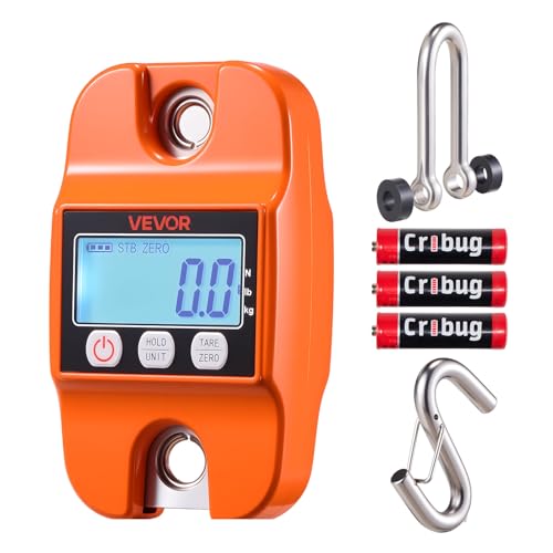 VEVOR Digital Crane Scale, 880 lbs/400 kg, Industrial Heavy Duty Hanging Scale with Cast Aluminum Case & LCD Screen, Handheld Mini Crane with Hooks for Farm, Hunting, Fishing, Outdoor, Garage (Orange) - style: 880 lbs/400 kg