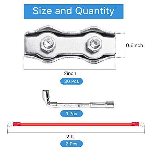M5 Poly Rope Connectors, 30 Pcs Poly Rope Fence with Sleeve Tool for Electric Fences Wires, Electric Fence Rope Connection
