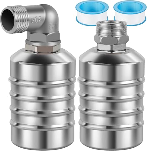 JUXILPP Automatic Water Level Control Float Valve, 304 Stainless Steel Water Trough Float Valve with 1/2" & 3/4" Adapters for Livestock Tank, Pond, Rainwater（2pcs） - size: 2