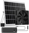 7 Inch Large Airflow Solar Fan with Battery Backup, 12800mAh Batteries IPX7 Waterproof 16.5 Ft On/Off Switch Cable Solar Powered Exhaust Vent Fan for Outside Greenhouse Chicken Coop Shed Trailer - size: 7" Fan Large Kit