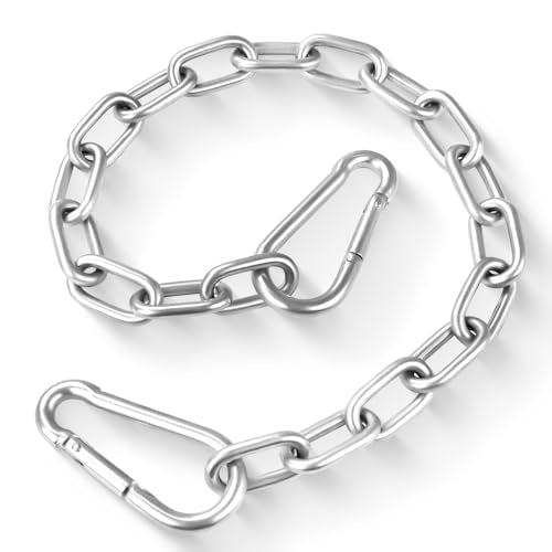 Heavy Duty Stainless Steel Chains, 550LB Punching Bag Chain with Carabiners, Heavy Bag Chain for Boxing Punching Bags Hanging Chair Hammocks Swing Trapeze Yoga