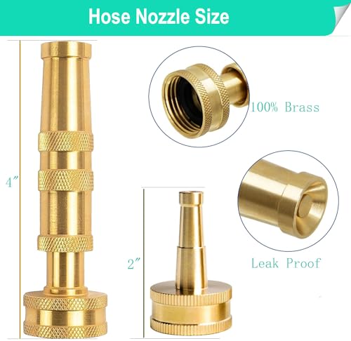 Solid Brass Adjustable Twist Hose Nozzle | Heavy Duty Jet Sweeper Nozzle, High Pressure 3/4" GHT Connector - style: Nozzle Twist+Jet 2P