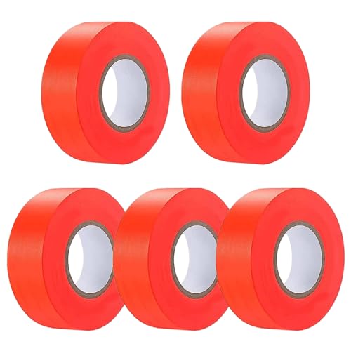 5 Pack Orange Flagging Tape, Non-Adhesive Plastic Ribbon Neon Marking Roll | 0.78"*500ft, Marking Tape for Tree Marking, Hunting, Boundaries and Hazardous Areas,Trail Marking - color: Orange-5pack