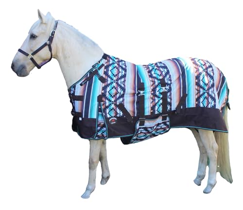 Challenger 1200D Turnout Lightweight Bellyband Rain Horse Winter Sheet Serape 3B100 - color: Brown Serape, size: 74 inches