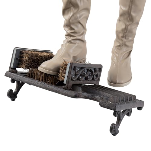 Boot Scraper Outdoor Shoe Brush with Flaps,Cleaning Heavy-Duty Shoe Cleaner and Boot Scrubber for Mud,Dirt, Snow,Durable Weather-Resistant Outdoor Shoe Cleaning Tool - color: Dark Coffee 16‘’