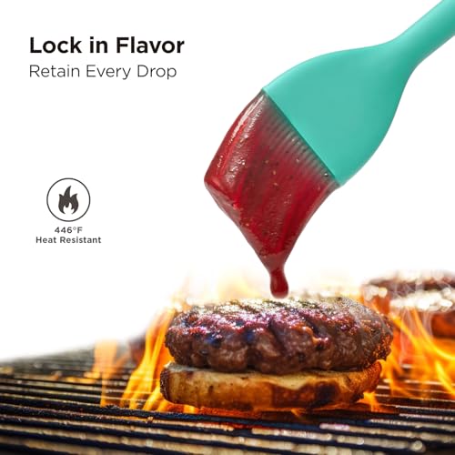 Kitchen Mama WaltzGrip Platinum Silicone Basting Pastry Brush, Teal | Heat-Resistant, For Cooking, Baking, Grilling, Spreading Oil or Butter, Dishwasher-Safe - color: Teal