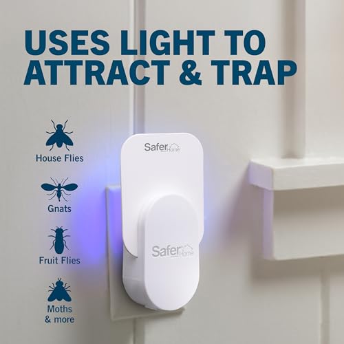 Safer Home Flying Insect Trap, Plug-In Fruit Fly Trap for Indoors, 1-Pack | Flying Insect, Moth, & Gnat Trap, Fruit Fly Killer, Fly Catcher, 24/7 Catch, Chemical-Free, 1 Trap + 2 Glue Cards, SH502 - size: 1 Trap + 2 Glue Cards