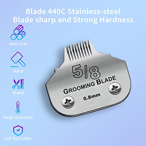Detachable Stainless Steel Dog Blades for Andis & Oster A5 Grooming | Compatible with Oster A5,Wahl KM10 Series Clippers,Size-5/8 Cut Length 1/32-inch(0.8mm) - color: Silver, size: 5/8 0.8mm
