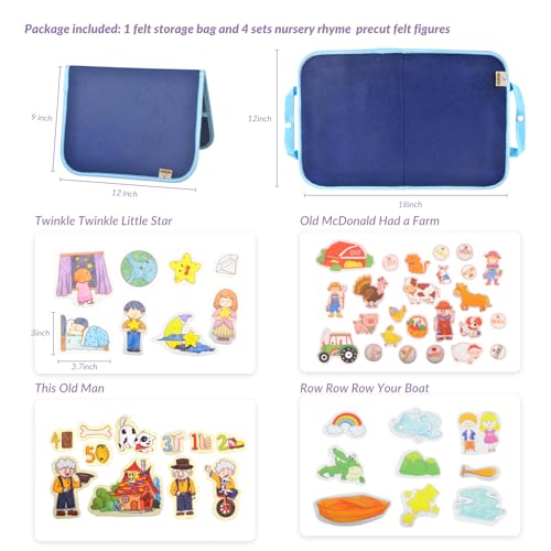CHEFAN Felt/Flannel Board Story Set of 4, PRECUT Felt Pieces for Preschool Toddlers Circle Time,Old McDonald Had a Farm, This Old Man, Twinkle Twinkle Little Star, Row Row Row Your Boat - color: Old Mcdonald Had a Farm