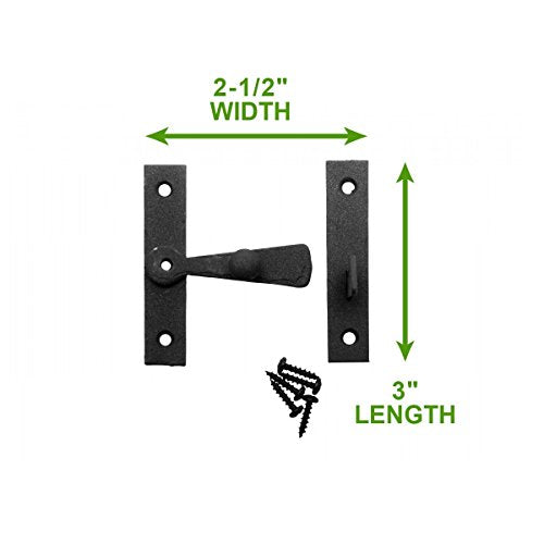 Renovators Supply Manufacturing Black Wrought Iron Offset Cabinet Catch 2.5 in Wide 0.375 in Offset with Hardware - color: Wrought Iron Offset, size: Pack of 1