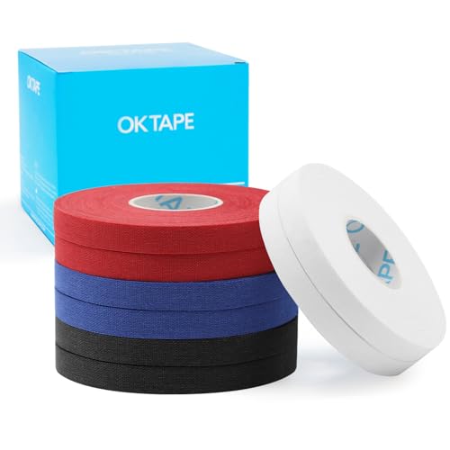 OK TAPE 8 Rolls Athletic Tape, 0.3 Inch Finger Tape, Jiu Jitsu Sports Tape | for BJJ, Boxing, Climbing, Add Grip & Protect Fingers and Toes (0.3" x 45 Ft, Black+White+Navy Blue+Red) - color: 0.3-black, White, Blue, Red, size: 15 yards