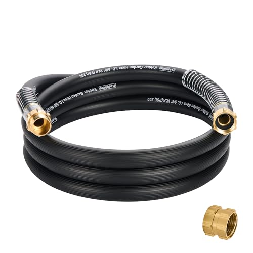 5/8 IN. × 10FT. Heavy Duty Rubber Garden Hose, High Flow 5/8" I.D. Brass Fitting No Memory Durable Heavy Duty Water Hose Leader Hose for Watering, Irrigation, Water Transfer Pump - color: Black, size: 10FT
