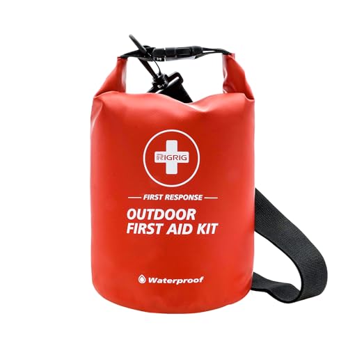 Waterproof First Aid Kit 186 Pcs Survival Gear, Portable Small Boat Dry Bag Bug Out Bags, Emergencies Medical Kit Ideal for Boating, Fishing, Hiking, Camping, Kayaking (Red) - color: Red