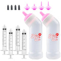 Kitten Nursing Nipple with Syringe, Wide Mouth Angled Puppy Feeding Bottles, with Ventilation Valve Resistant Tearing for Puppies, Kittens, Rabbit, Small Wildlife (L Nipple,Pink) - color: Pink, size: Model 3