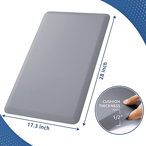 KitchenClouds Kitchen Mat Cushioned Anti Fatigue Rug 17.3"x28" Waterproof Non Slip Standing Desk Mat Comfort Floor Mats for Kitchen House Sink Office (Grey) | Water-Resistant, Non-Slip, Easy to Clean Comfort Floor Mat for Kitchen, Sink & Office, Multiple