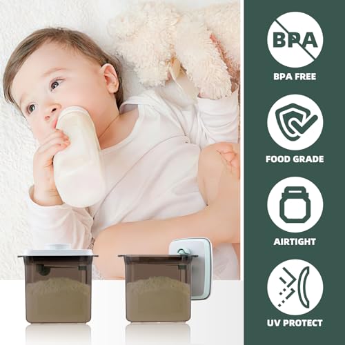 Baby Formula Container, 21oz Airtight Canister with One-Hand Pop Lid, Brown | BPA-Free Storage Holder with 5g Scoop, Scraper and Scoop Holder for Daily Bottle Prep, Baby Cereal, Milk Powder and Dry Foods - color: 21 oz - Brown