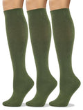 COTTON DAY Women's Soft Combed Cotton Knee High Socks Seamless Toe 3 Pack - color: Green 3 Pack, size: Small-Medium
