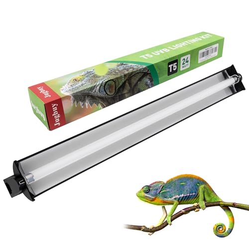 UVB Reptile Light Kit, 24W T5 Lamp Fixture and 5.0 UVB Tube Combo, Linear Lighting Bar Ideal for Tropical Reptiles Bearded Dragon Hermit Crab Turtle Leopard Gecko Tank Chameleons Iguanas Snake - size: UVB5.0
