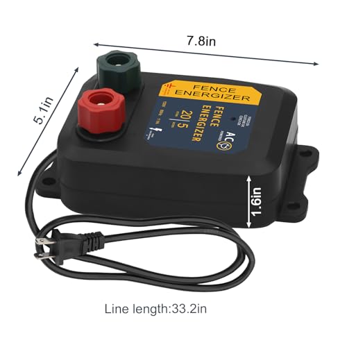 Electric Fence Energizer with Wire 5 Miles/ 20 Acres AC Powered 120 Volt, Plug-in Electric Fence Charger Output 1.2 Joule for Preventing Raccoons, Livestock, Squirrels - style: 5-Mile/ 20 Acres with Wire
