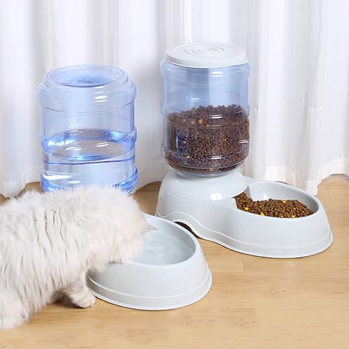 Automatic Dog Feeder and Water Dispenser Set for Large Dogs, 3 Gallon Gravity Dog Cat Food and Water Dispenser Set with Pet Food Bowl,Large Pet Food Water Dispenser Station - size: 3 Gallon Set