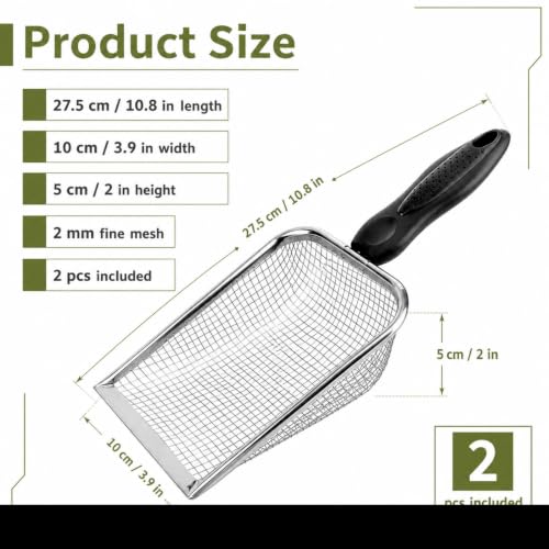 Chicken Poop Scooper,Chicken Coop Cleaning Tools,Mesh Sifting Shovel with 3.8mm & 5mm Holes,Metal Chicken Coop Rake and Scoop Tool,Scooper Shovel for Sifting Sand,Litter,Chicken Supplies(2 Pcs)