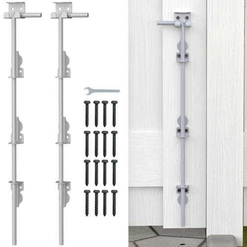 36" Cane Bolt Drop Rod for Gate, Silver Heavy Duty Gate Latch 2 Pack | Gate Latch for Wooden Fence Metal Gates, Gate Ground Stopper Hardware for Wood PVC Vinyl Metal Gates - color: 36"-Silver, size: 2 Pack